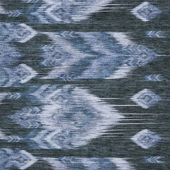 Blue And Charcoal Southwestern Washable Area Rug With UV Protection Photo 3