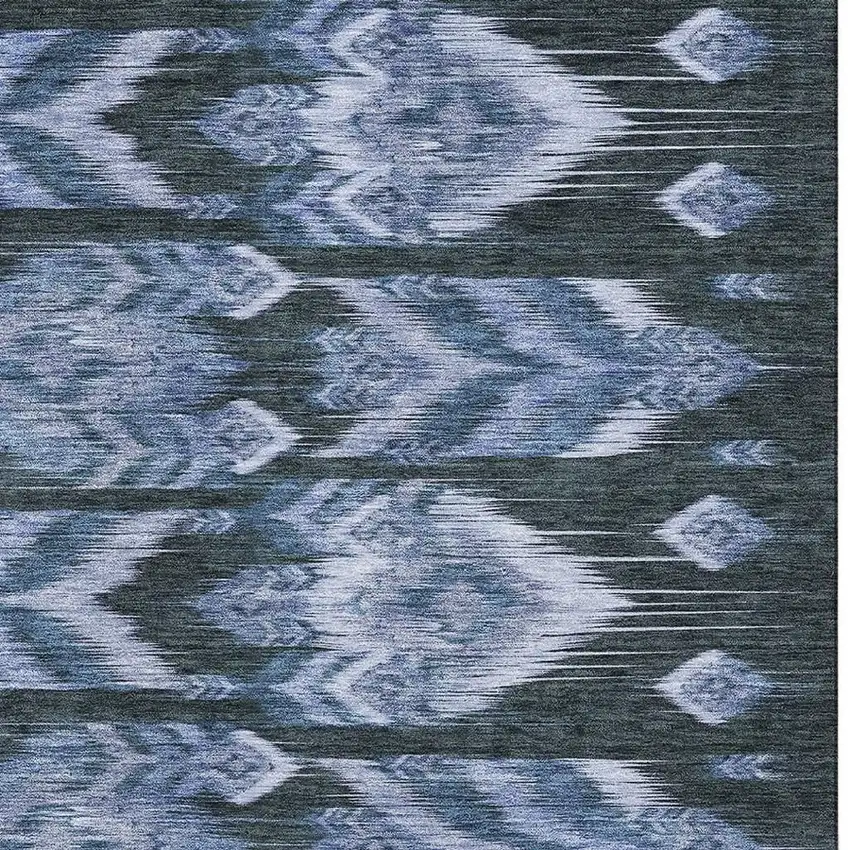 Blue And Charcoal Southwestern Washable Area Rug With UV Protection Photo 4