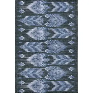 Photo of Blue And Charcoal Southwestern Washable Area Rug With UV Protection