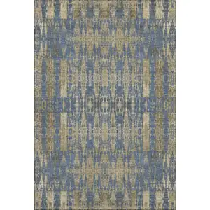 Photo of Blue And Chocolate Moroccan Washable Area Rug With UV Protection