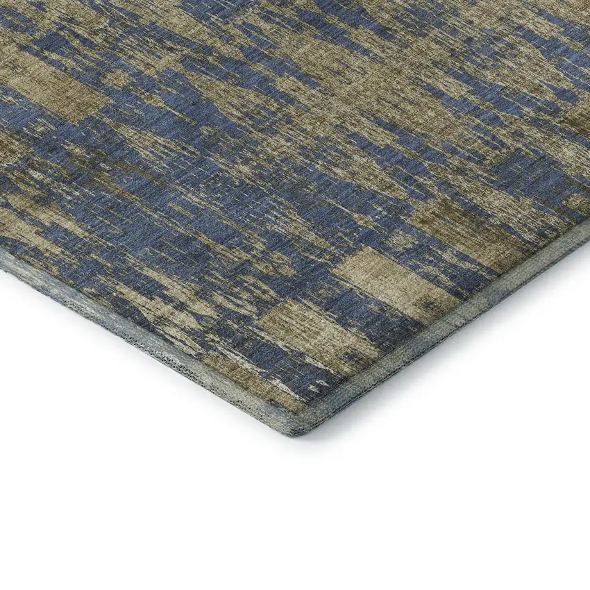 Blue And Chocolate Moroccan Washable Area Rug With UV Protection Photo 6
