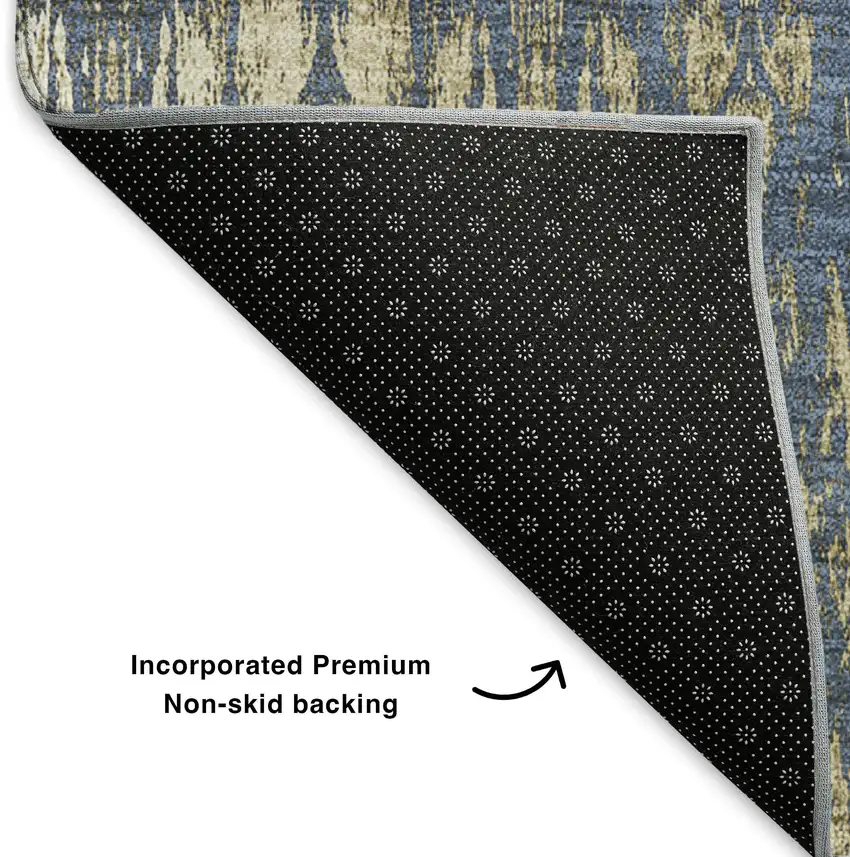 Blue And Chocolate Moroccan Washable Area Rug With UV Protection Photo 5