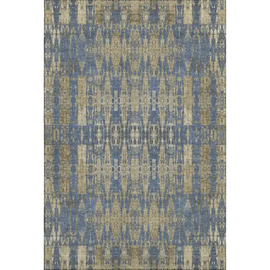 Blue And Chocolate Moroccan Washable Area Rug With UV Protection Photo 1