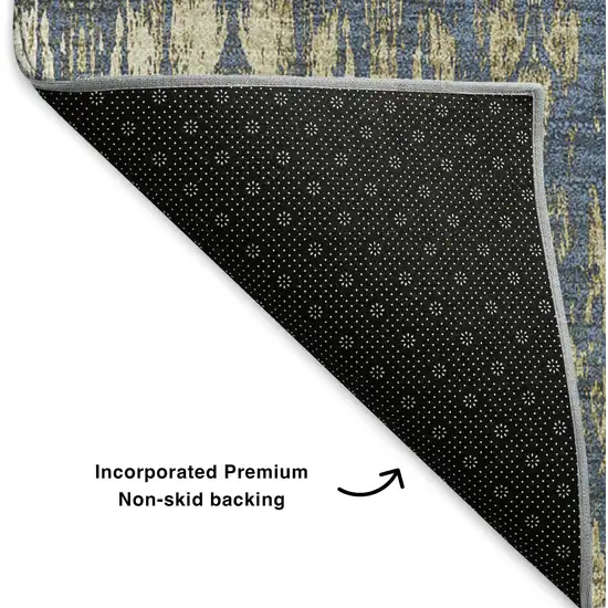 Blue And Chocolate Moroccan Washable Area Rug With UV Protection Photo 6