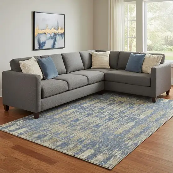 Blue And Chocolate Moroccan Washable Area Rug With UV Protection Photo 1