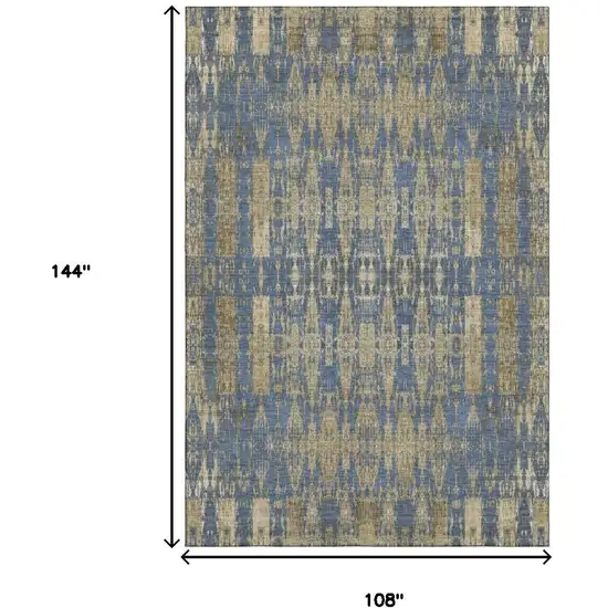Blue And Chocolate Moroccan Washable Area Rug With UV Protection Photo 9