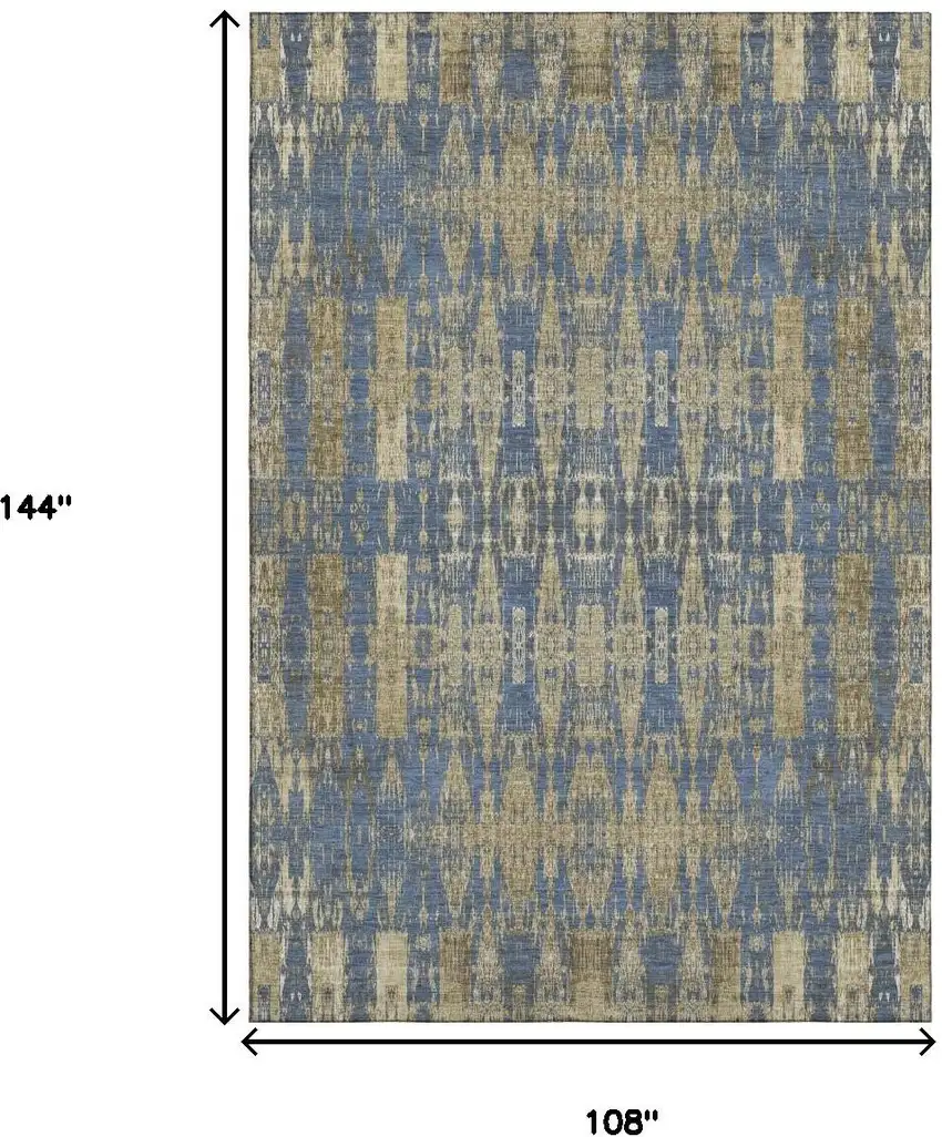 Blue And Chocolate Moroccan Washable Area Rug With UV Protection Photo 9