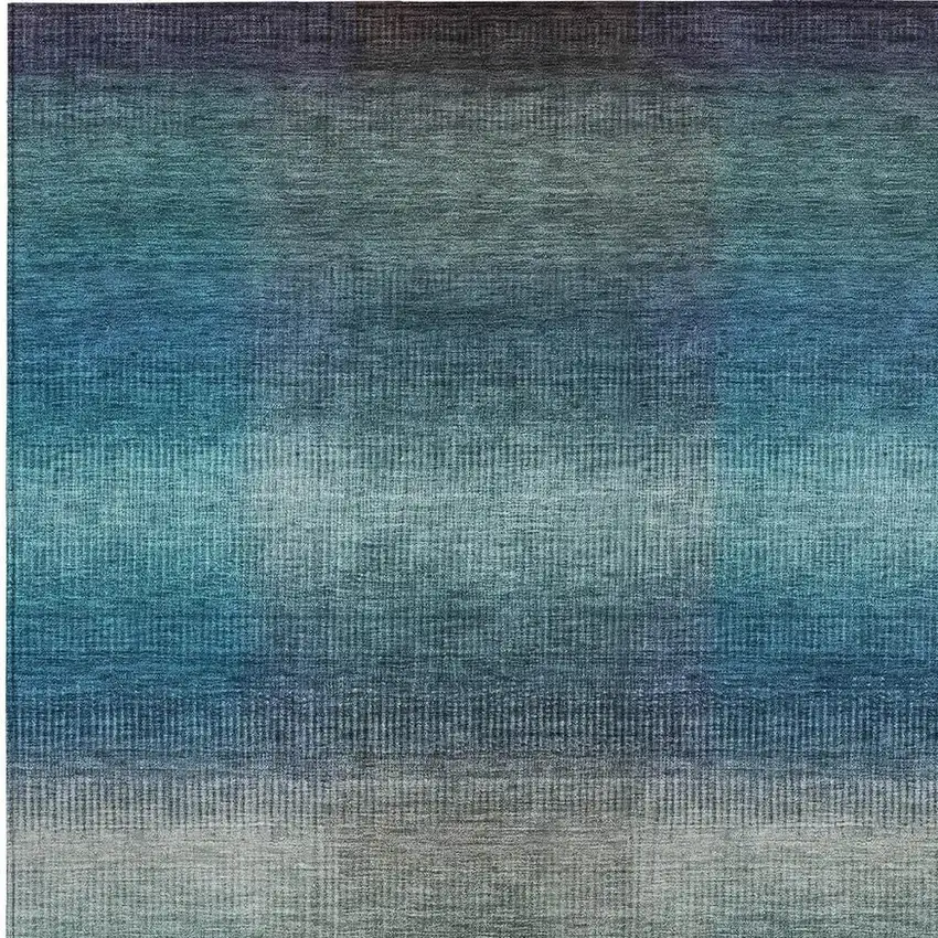 Blue And Copper Abstract Washable Indoor Outdoor Area Rug Photo 3