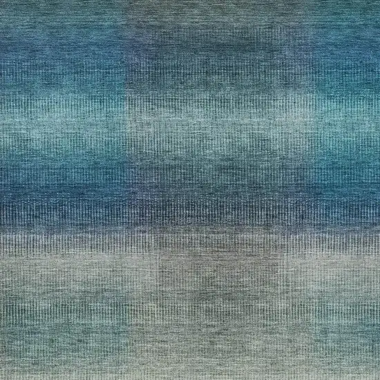 Blue And Copper Abstract Washable Indoor Outdoor Area Rug Photo 3
