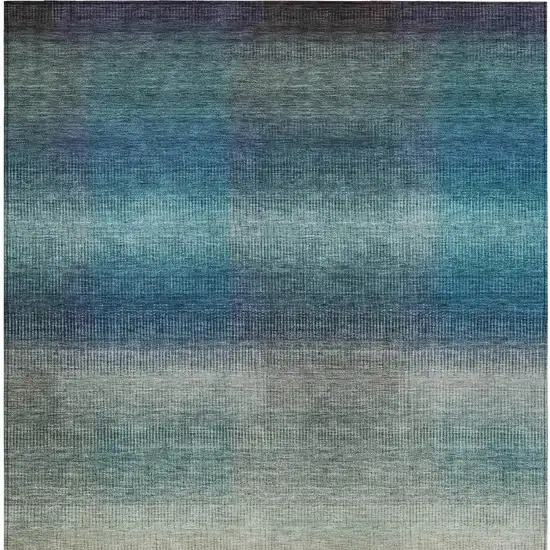 Blue And Copper Abstract Washable Indoor Outdoor Area Rug Photo 4