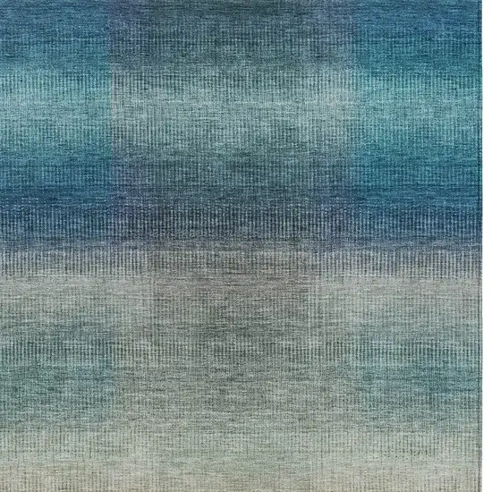Blue And Copper Abstract Washable Indoor Outdoor Area Rug Photo 6