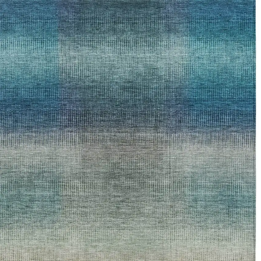 Blue And Copper Abstract Washable Indoor Outdoor Area Rug Photo 6