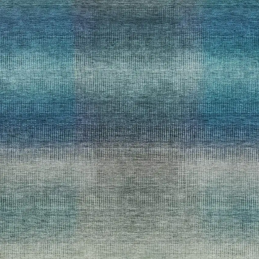 Blue And Copper Abstract Washable Indoor Outdoor Area Rug Photo 3