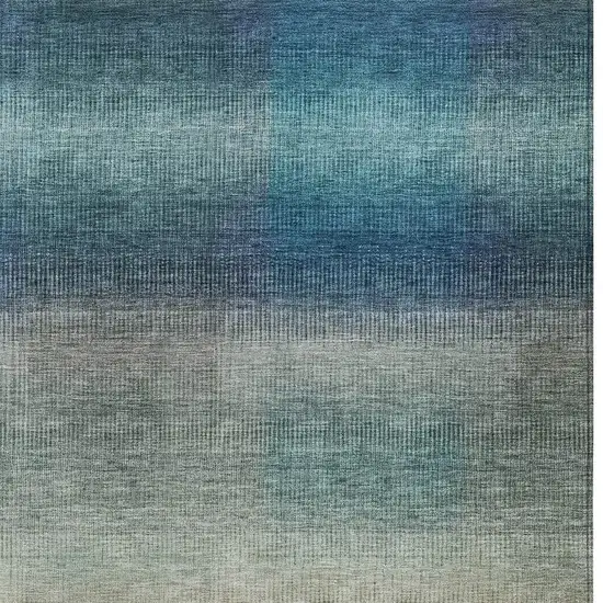 Blue And Copper Abstract Washable Indoor Outdoor Area Rug Photo 3