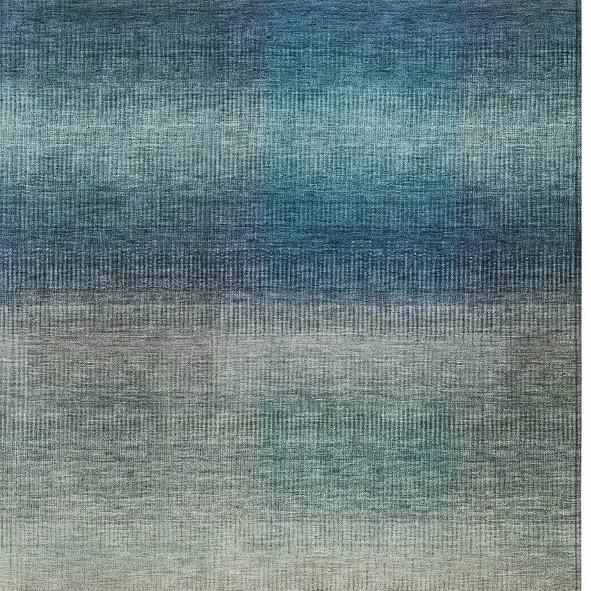 Blue And Copper Abstract Washable Indoor Outdoor Area Rug Photo 3