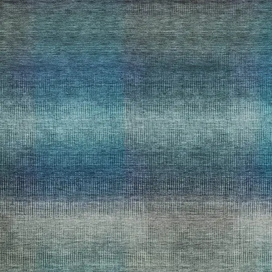 Blue And Copper Abstract Washable Indoor Outdoor Area Rug Photo 6