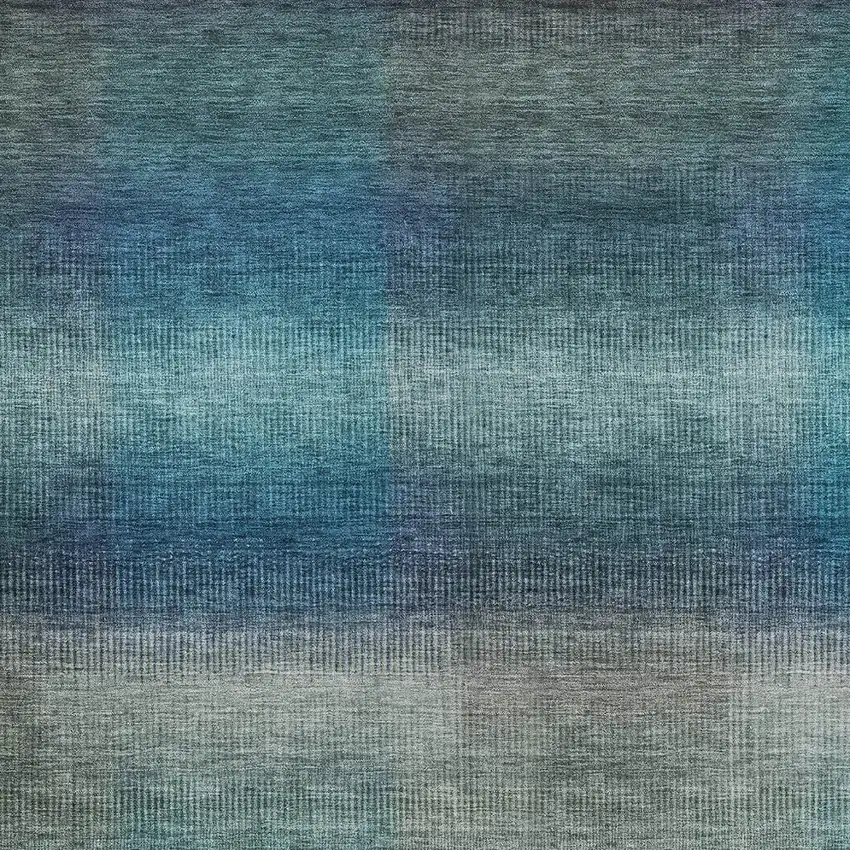 Blue And Copper Abstract Washable Indoor Outdoor Area Rug Photo 6