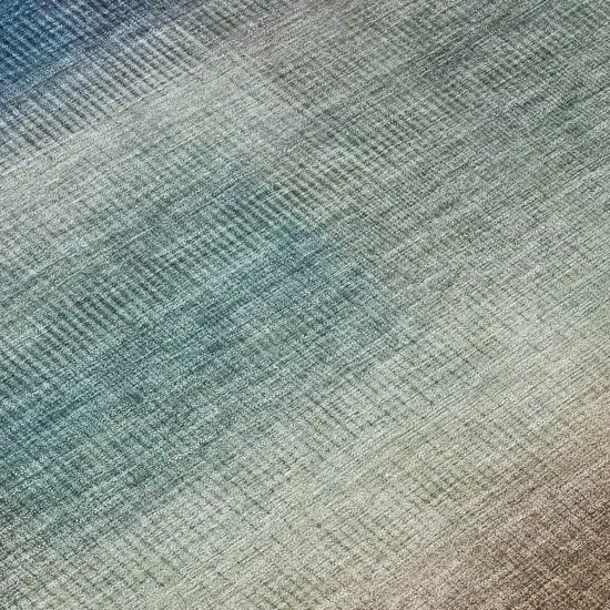 Blue And Copper Abstract Washable Indoor Outdoor Area Rug Photo 9