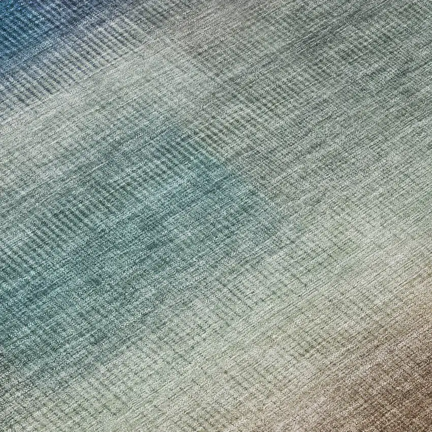 Blue And Copper Abstract Washable Indoor Outdoor Area Rug Photo 9