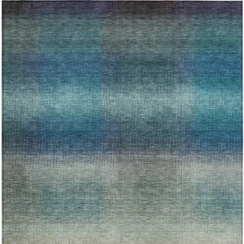 Blue And Copper Abstract Washable Indoor Outdoor Area Rug Photo 7