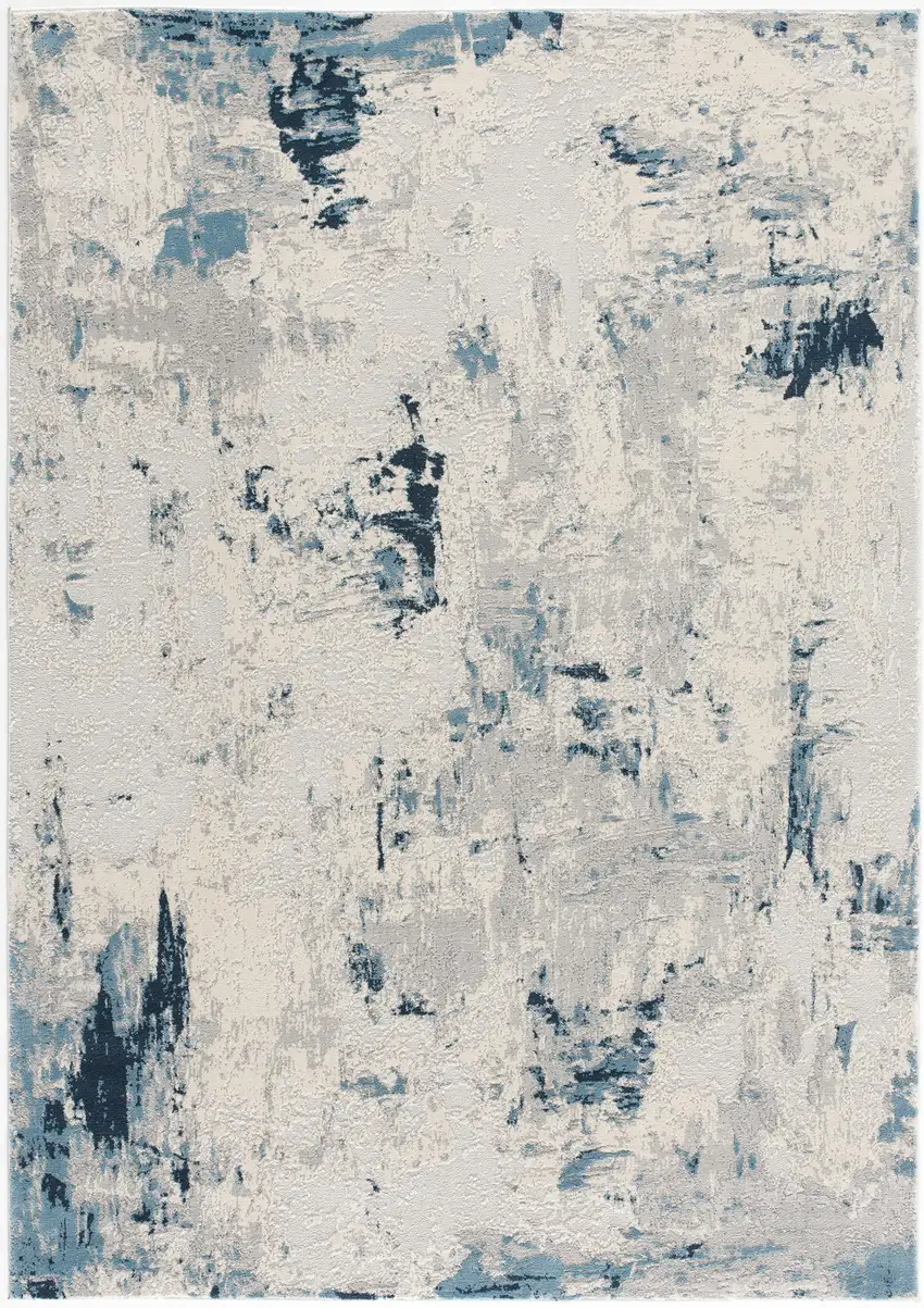 Blue And Cream Abstract Area Rug Photo 2