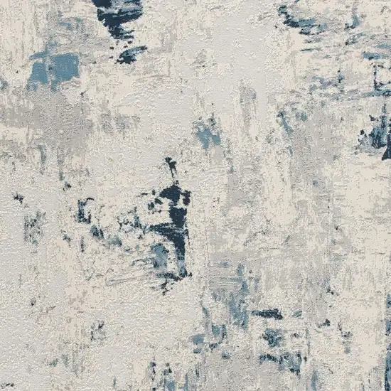 Blue And Cream Abstract Area Rug Photo 9