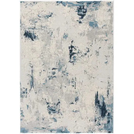 Blue And Cream Abstract Area Rug Photo 9