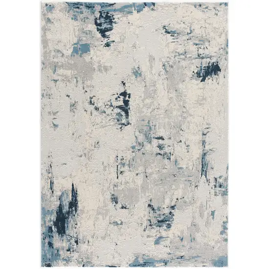 Blue And Cream Abstract Area Rug Photo 6