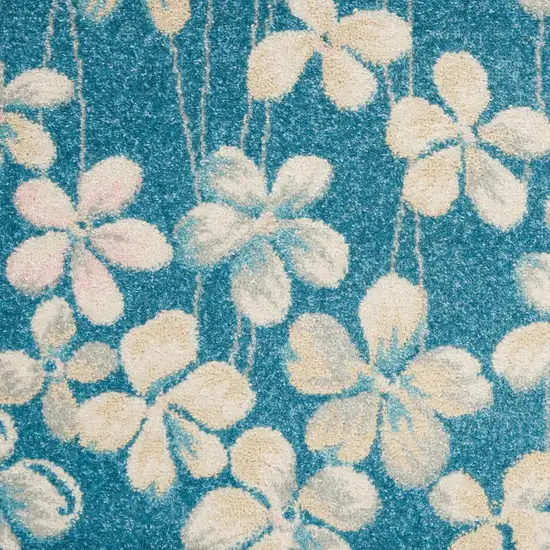 Blue And Cream Floral Area Rug Photo 3