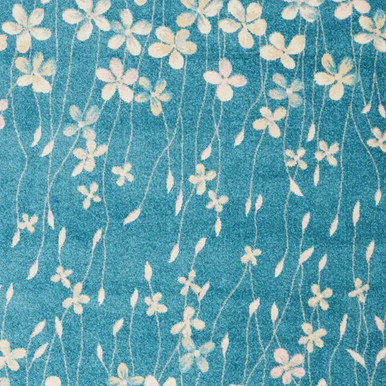 Blue And Cream Floral Area Rug Photo 6