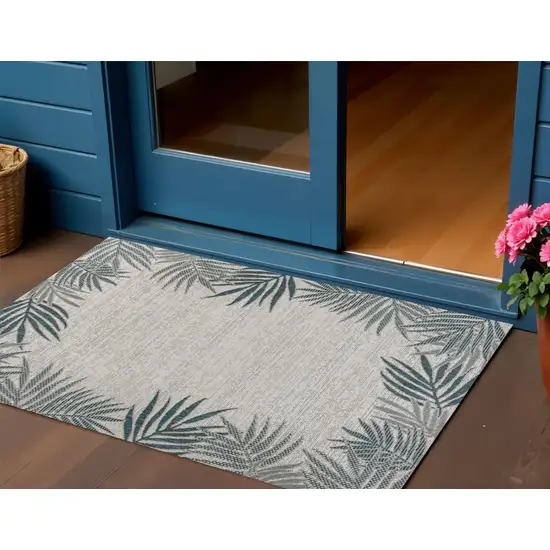 Blue And Cream Floral Indoor Outdoor Area Rug Photo 1