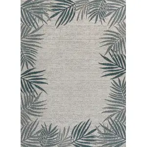Photo of Blue And Cream Floral Indoor Outdoor Area Rug