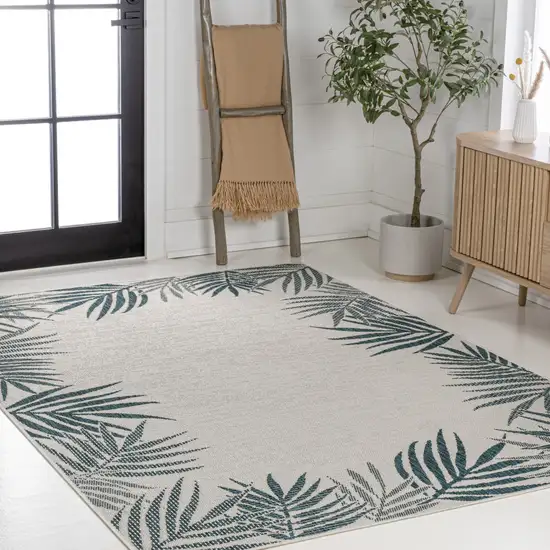 Blue And Cream Floral Indoor Outdoor Area Rug Photo 8