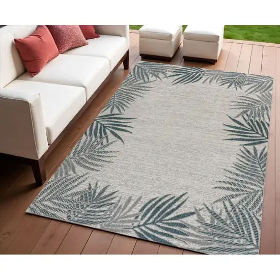 Blue And Cream Floral Indoor Outdoor Area Rug Photo 1