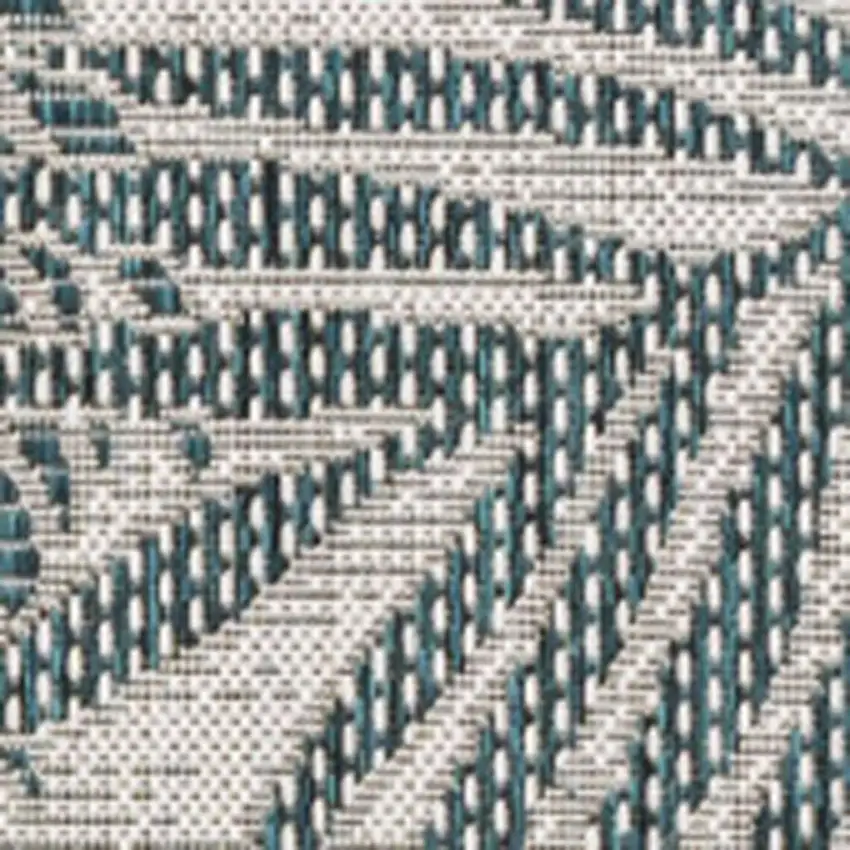 Blue And Cream Floral Indoor Outdoor Area Rug Photo 2