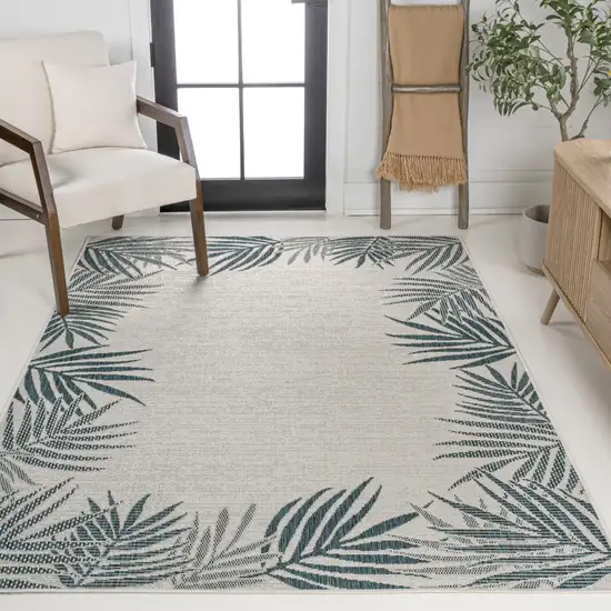 Blue And Cream Floral Indoor Outdoor Area Rug Photo 7