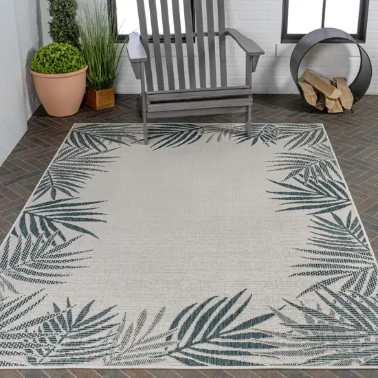 Blue And Cream Floral Indoor Outdoor Area Rug Photo 9