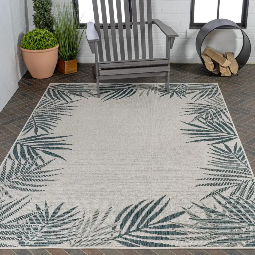 Blue And Cream Floral Indoor Outdoor Area Rug Photo 9