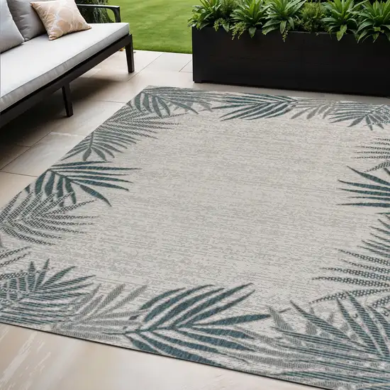 Blue And Cream Floral Indoor Outdoor Area Rug Photo 1