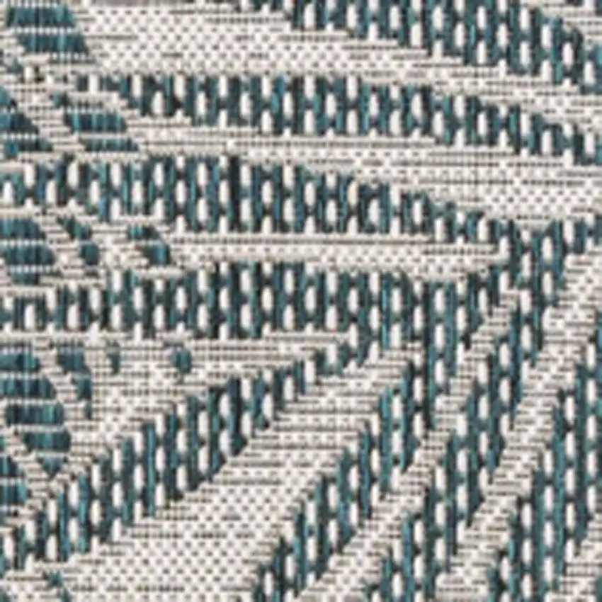 Blue And Cream Floral Indoor Outdoor Area Rug Photo 2