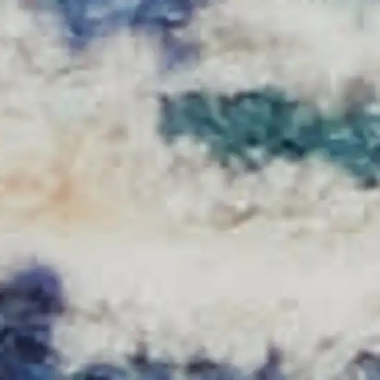 Blue And Cream Floral Non Skid Area Rug With Fringe Photo 3