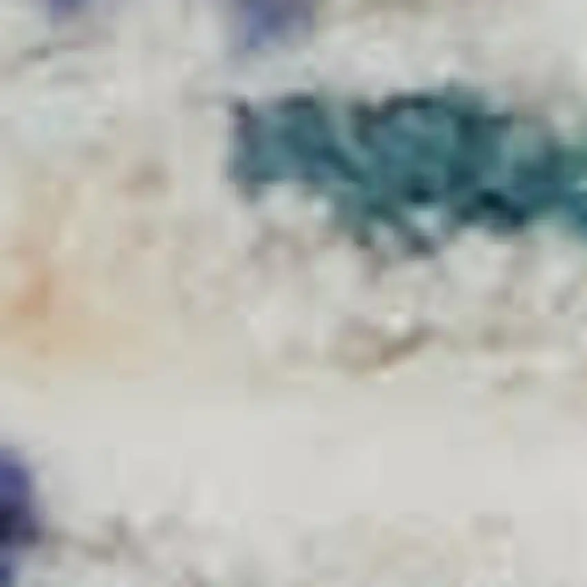Blue And Cream Floral Non Skid Area Rug With Fringe Photo 2