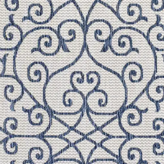 Blue And Cream Geometric Indoor Outdoor Area Rug Photo 2