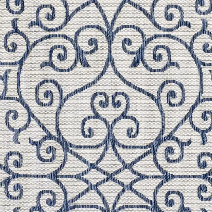 Blue And Cream Geometric Indoor Outdoor Area Rug Photo 2