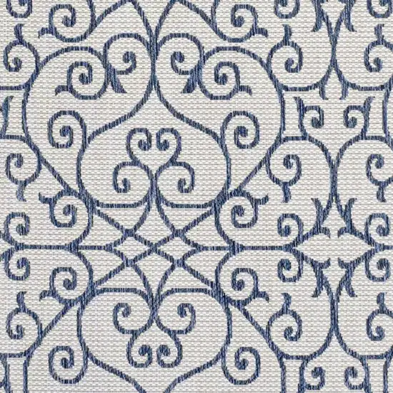 Blue And Cream Geometric Indoor Outdoor Area Rug Photo 3