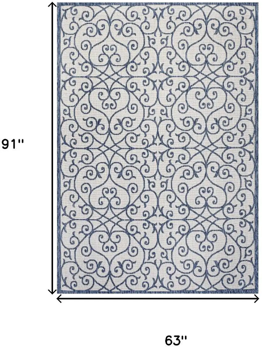 Blue And Cream Geometric Indoor Outdoor Area Rug Photo 5