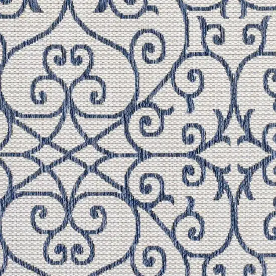 Blue And Cream Geometric Indoor Outdoor Area Rug Photo 2