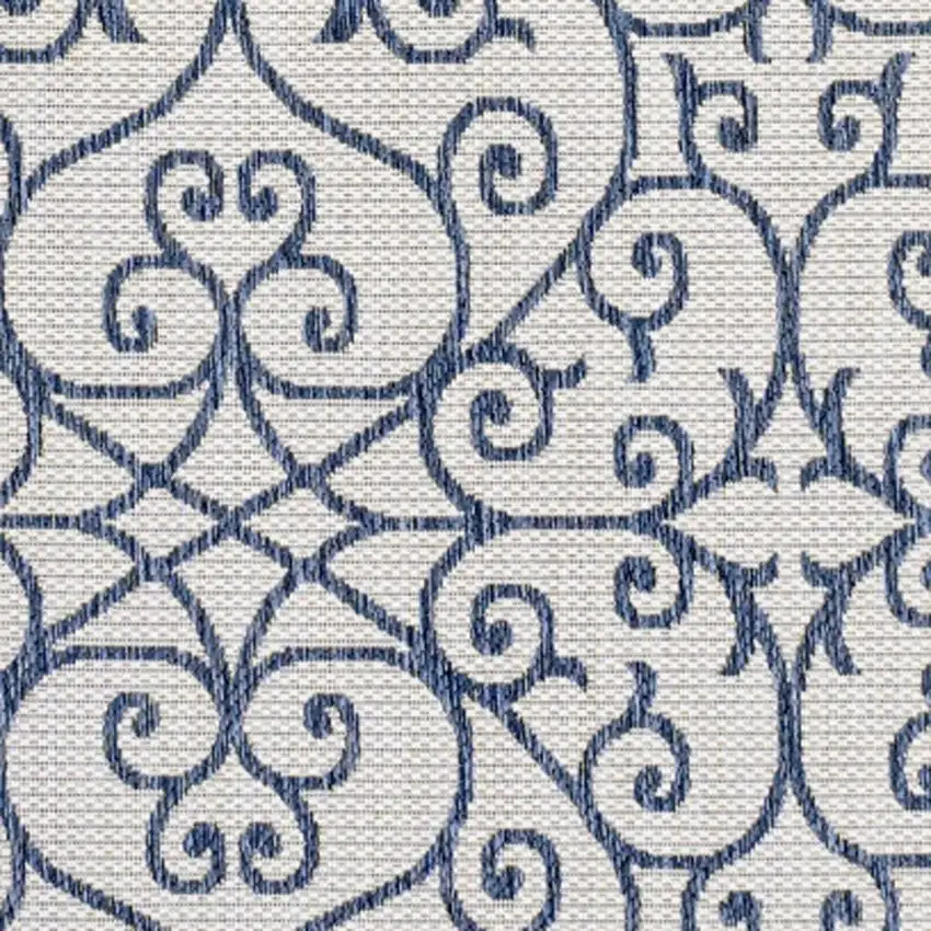 Blue And Cream Geometric Indoor Outdoor Area Rug Photo 2