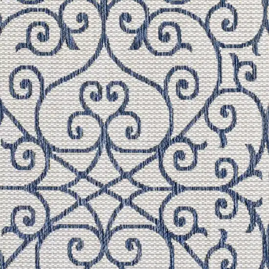 Blue And Cream Geometric Indoor Outdoor Area Rug Photo 2