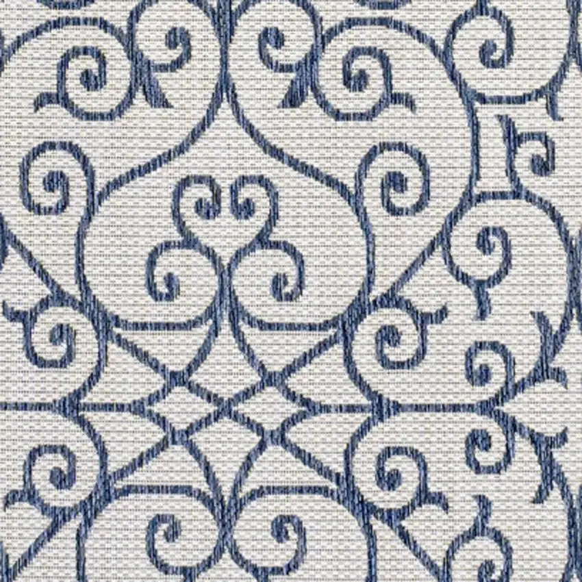 Blue And Cream Geometric Indoor Outdoor Area Rug Photo 2
